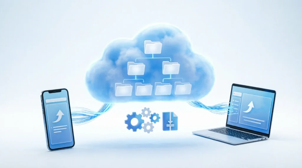 Cloud storage syncing files from device to online storage