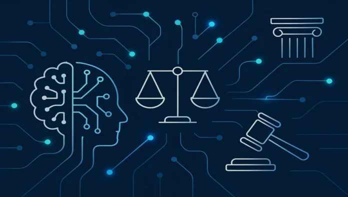 ai_law_feature_image Illustration of AI tools helping lawyers with legal research, contract review, and predictive analytics, highlighting 7 key technologies reshaping law in 2026.
