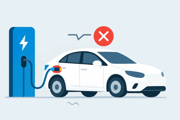 A person charging an electric vehicle at home while avoiding common EV charging mistakes