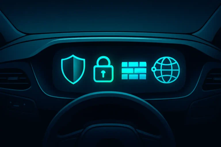 Shield, padlock, and laptop icon with the words “cybersecurity terms” to show online safety.