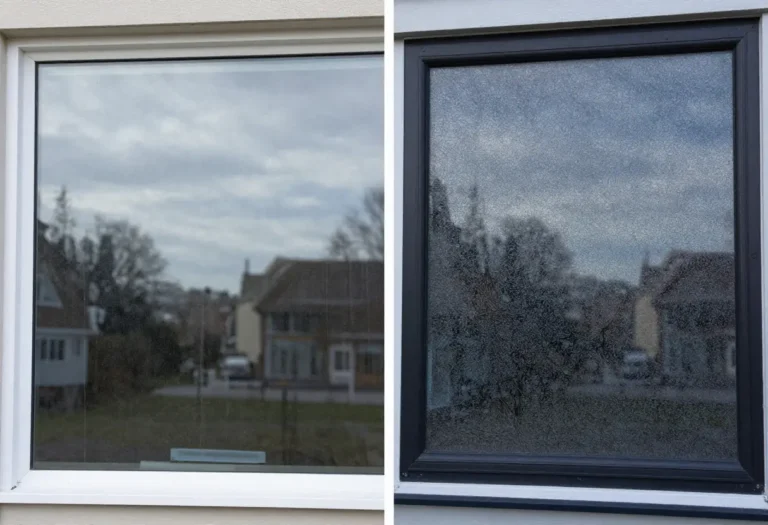 Streak-free windows cleaned with a squeegee using a professional method