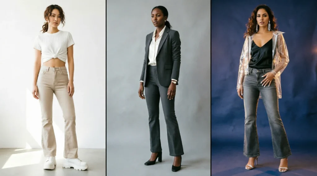 Flare jeans outfit ideas for casual, office and night out — 3 ways to style flare jeans